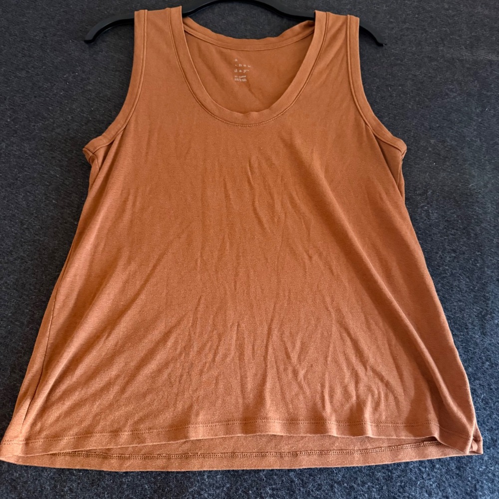 A New Day Womens XXL Rust Orange Scoop Neck Cotton Modal Blend‎ Tank Top